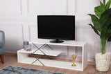 Comoda Tv Zigzag, Alb - Gri - Galben - Stejar - Maro, 120x40x30 cm - Alb