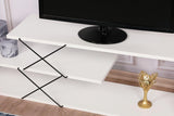 Comoda Tv Zigzag, Alb - Gri - Galben - Stejar - Maro, 120x40x30 cm - Alb