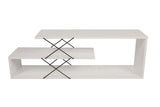 Comoda Tv Zigzag, Alb - Gri - Galben - Stejar - Maro, 120x40x30 cm - Alb