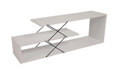 Comoda Tv Zigzag, Alb - Gri - Galben - Stejar - Maro, 120x40x30 cm - Alb