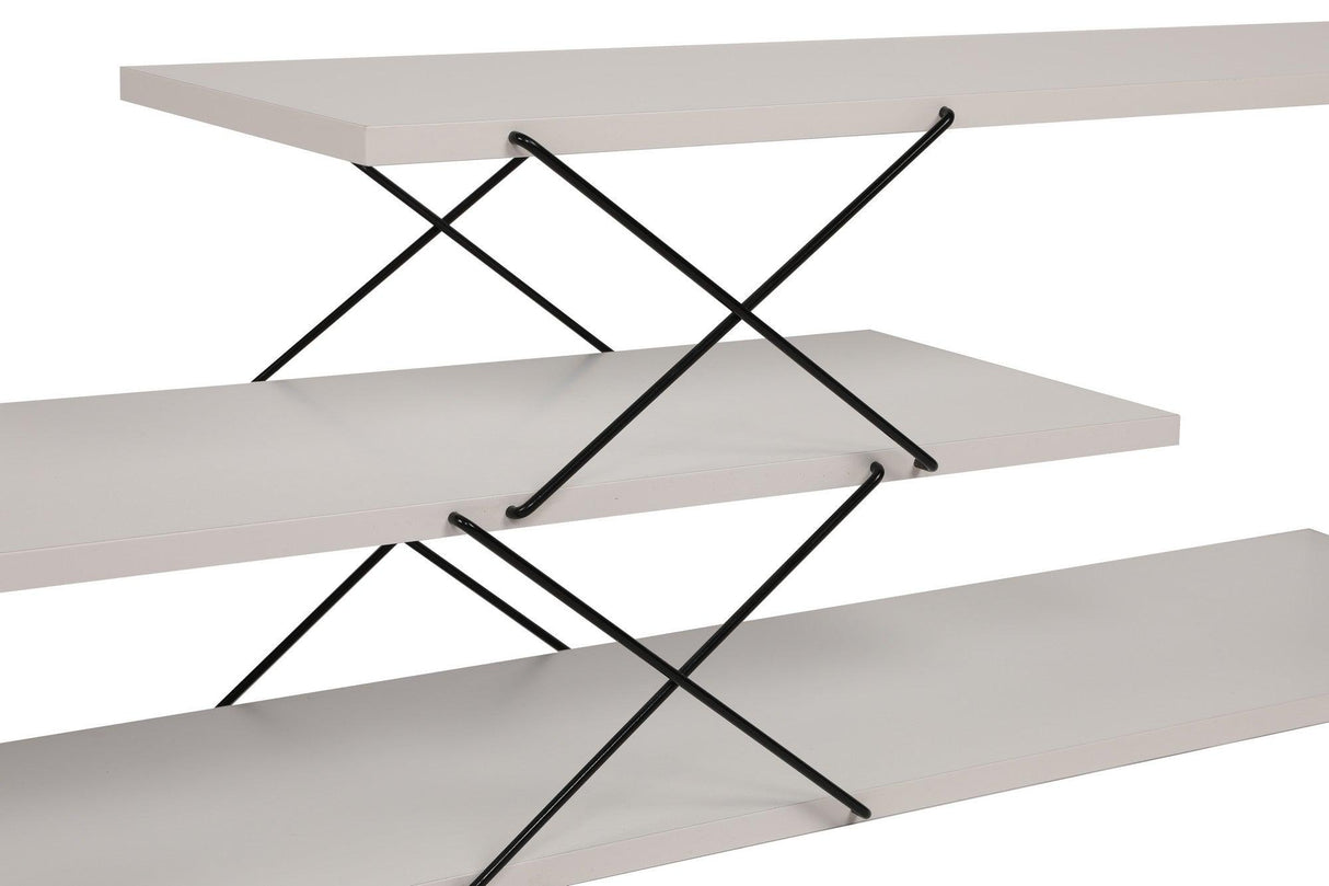 Comoda Tv Zigzag, Alb - Gri - Galben - Stejar - Maro, 120x40x30 cm - Alb