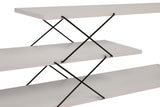 Comoda Tv Zigzag, Alb - Gri - Galben - Stejar - Maro, 120x40x30 cm - Alb