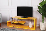 Comoda Tv Zigzag, Alb - Gri - Galben - Stejar - Maro, 120x40x30 cm - Galben