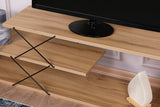 Comoda Tv Zigzag, Alb - Gri - Galben - Stejar - Maro, 120x40x30 cm - Stejar