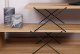 Comoda Tv Zigzag, Alb - Gri - Galben - Stejar - Maro, 120x40x30 cm - Stejar