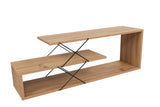Comoda Tv Zigzag, Alb - Gri - Galben - Stejar - Maro, 120x40x30 cm - Stejar