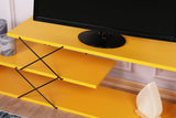 Comoda Tv Zigzag, Alb - Gri - Galben - Stejar - Maro, 120x40x30 cm - Galben