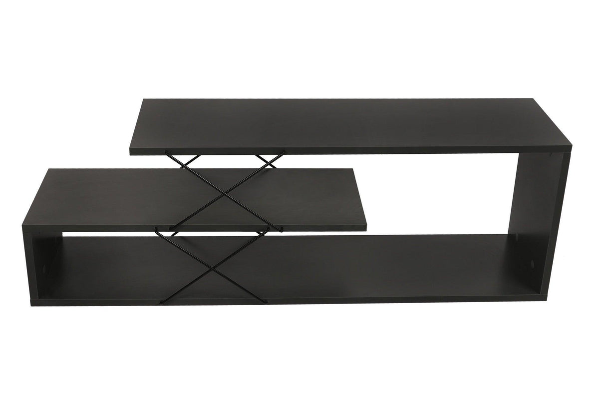 Comoda Tv Zigzag, Alb - Gri - Galben - Stejar - Maro, 120x40x30 cm - Gri