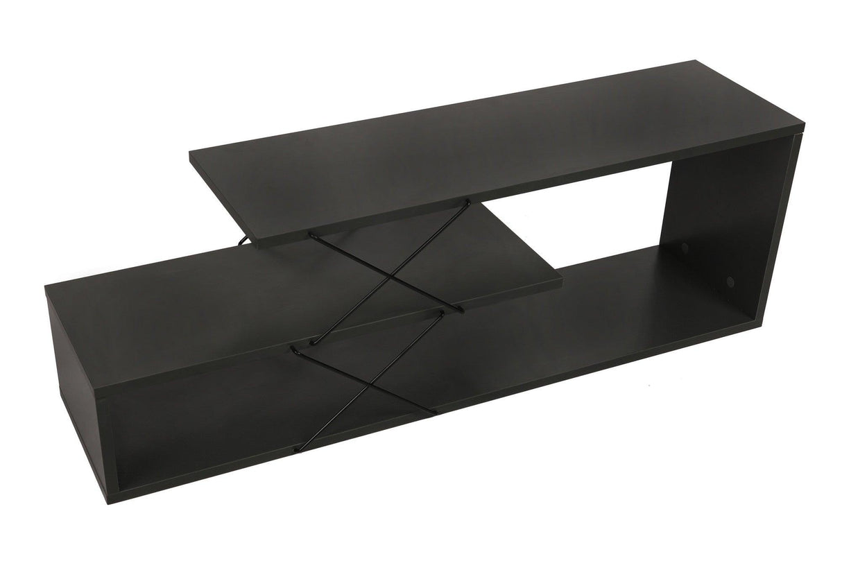 Comoda Tv Zigzag, Alb - Gri - Galben - Stejar - Maro, 120x40x30 cm - Gri