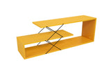 Comoda Tv Zigzag, Alb - Gri - Galben - Stejar - Maro, 120x40x30 cm - Galben