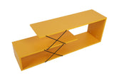 Comoda Tv Zigzag, Alb - Gri - Galben - Stejar - Maro, 120x40x30 cm - Galben