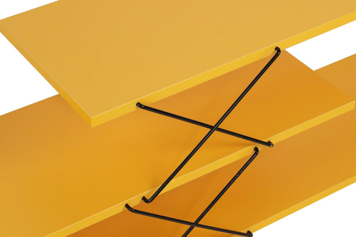 Comoda Tv Zigzag, Alb - Gri - Galben - Stejar - Maro, 120x40x30 cm - Galben