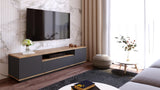 Comoda TV Zimfly, Alb - Gri, 180x45x45 cm - Gri