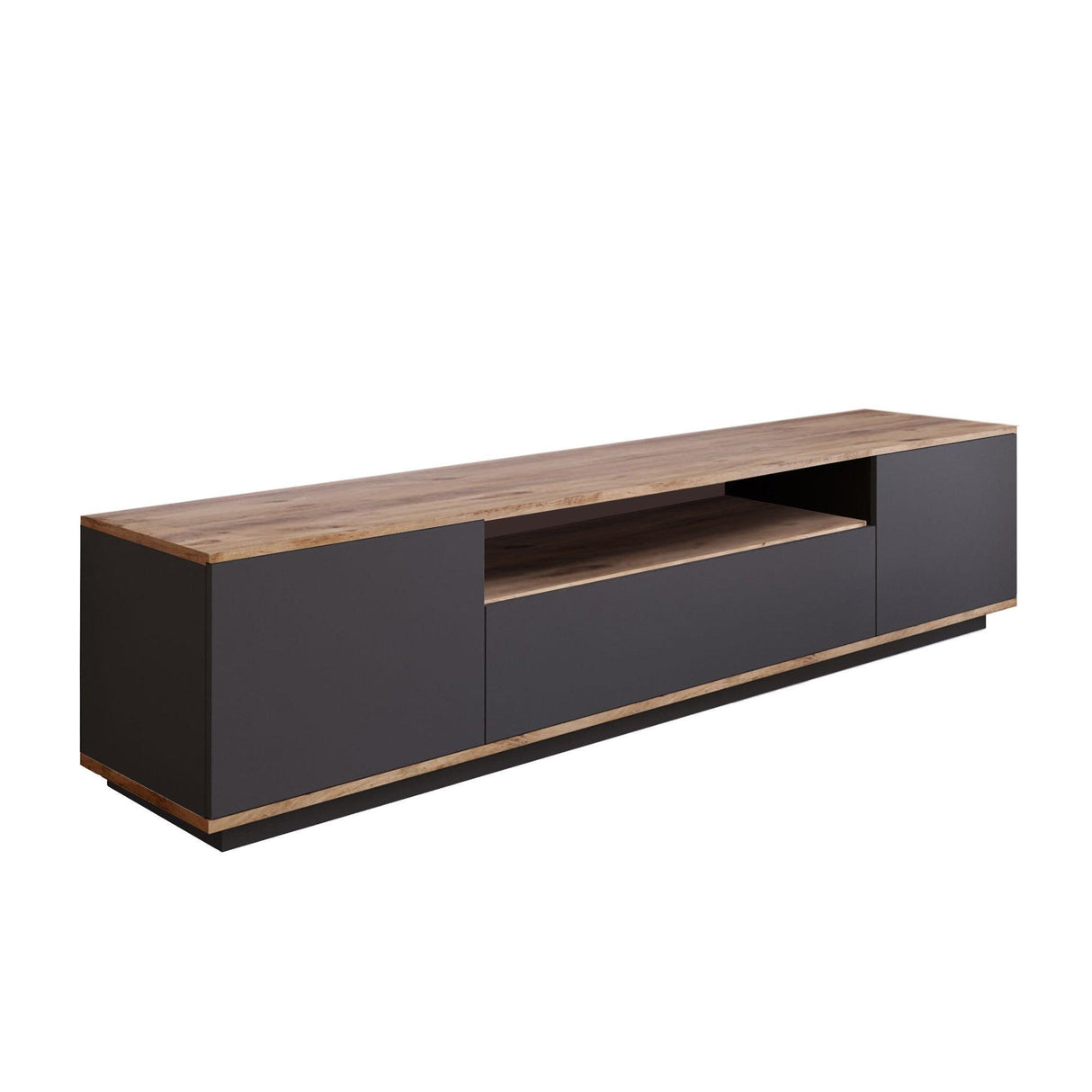 Comoda TV Zimfly, Alb - Gri, 180x45x45 cm - Gri