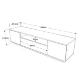 Comoda TV Zimfly, Alb - Gri, 180x45x45 cm - Gri