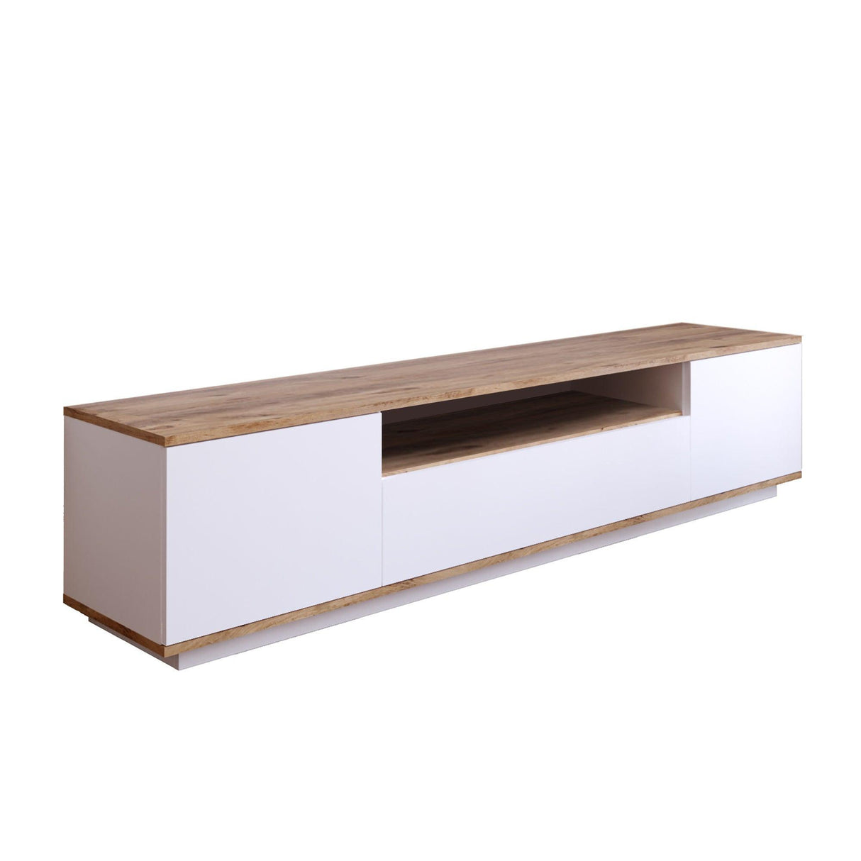 Comoda TV Zimfly, Alb - Gri, 180x45x45 cm - Alb