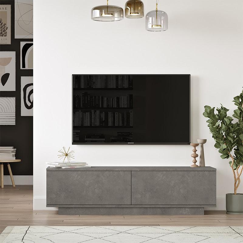 Comoda TV Zoeva, 140x35x38 cm - Gri inchis