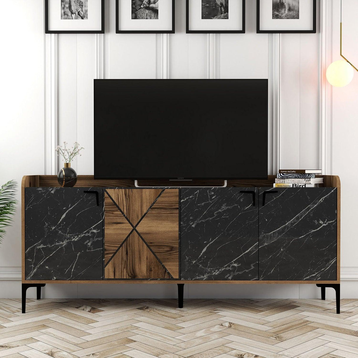 Comodă Venedik, Nuc, 35x78x180 cm - Nuc Negru