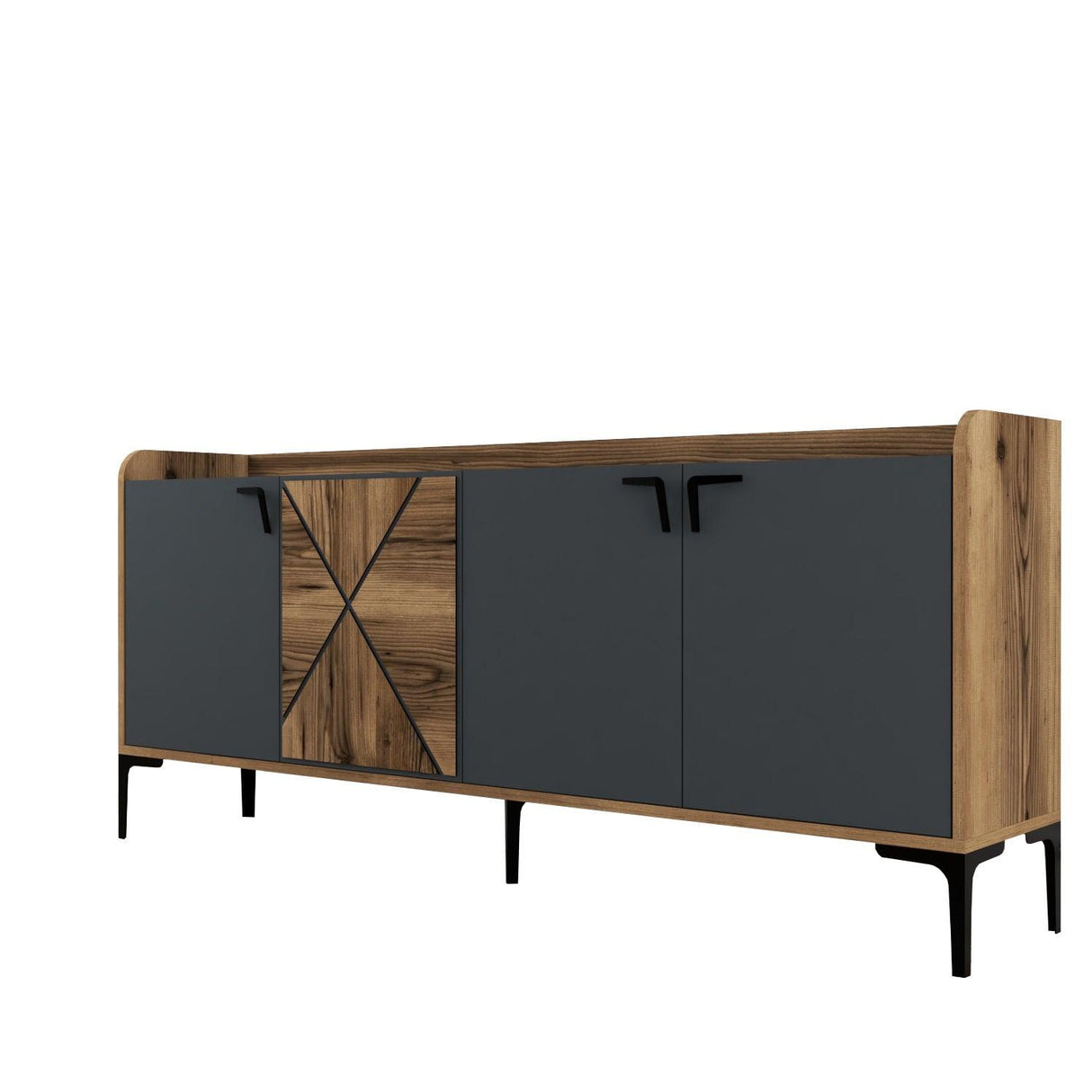 Comodă Venedik, Nuc, 35x78x180 cm - Antracit de nuc