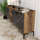Comodă Venedik, Nuc, 35x78x180 cm - Nuc Negru