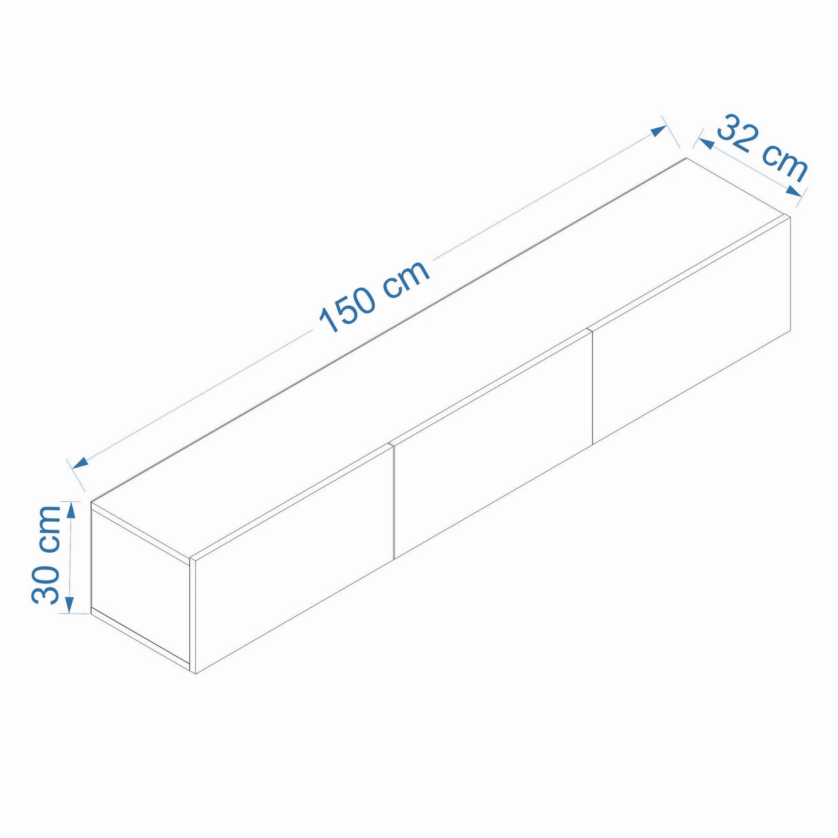 Comoda West, Gri - Alb, 150x32 cm - Gri