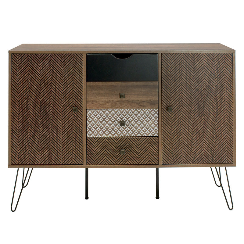Consolă Boho cu patru sertare, nuc, 122x40x86 cm