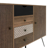 Consolă Boho cu patru sertare, nuc, 122x40x86 cm