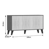 Consola Bufet Billie, Pal melaminat, 149x40x77 cm - Antracit-Sonoma