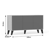 Consola Bufet Billie, Pal melaminat, 149x40x77 cm - Sonoma-Antracit
