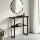 Consolă cu efect de marmură Solain, stil modern, metal, negru, 79x29x85 cm