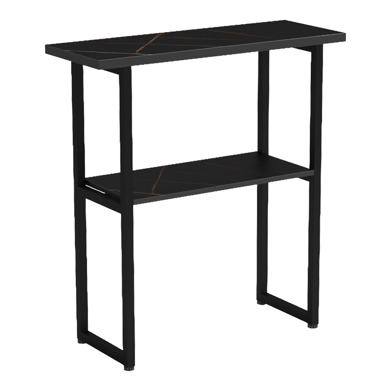 Consolă cu efect de marmură Solain, stil modern, metal, negru, 79x29x85 cm, imagine suplimentara