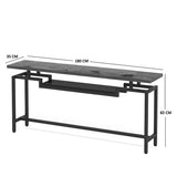 Consolă cu functie de depozitare Onole, metal și Lemn, Nuc, 180x35x82 cm