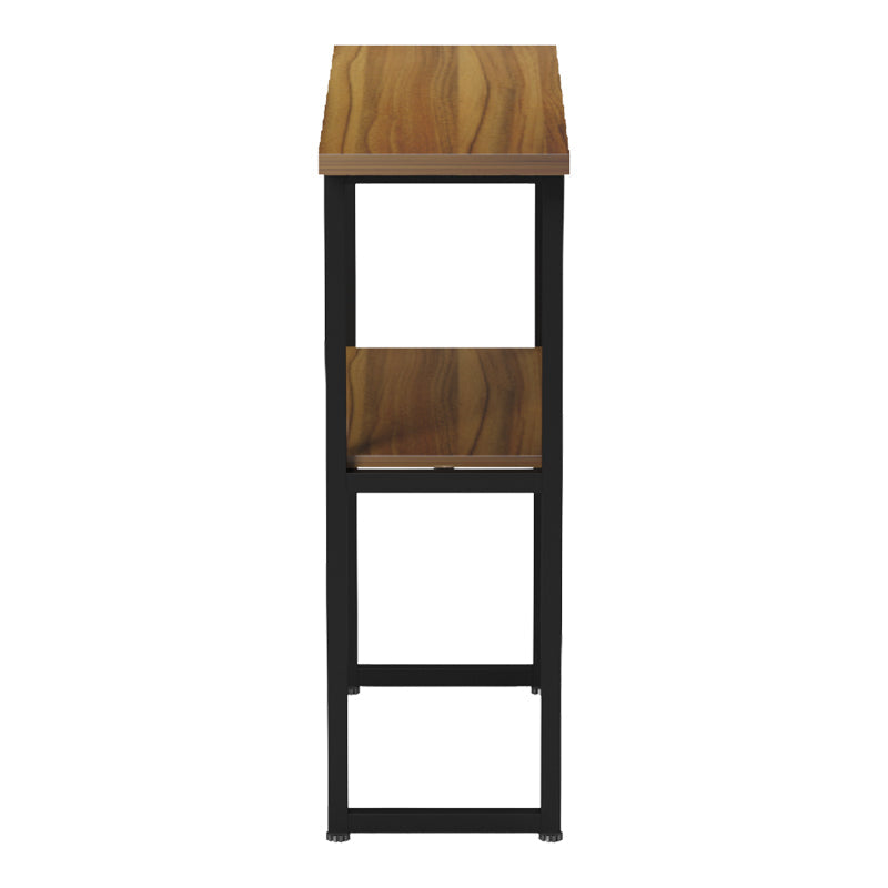 Consolă cu rafturi Solain, Modernă, Metal și Lemn, Nuc, 79x29x85 cm
