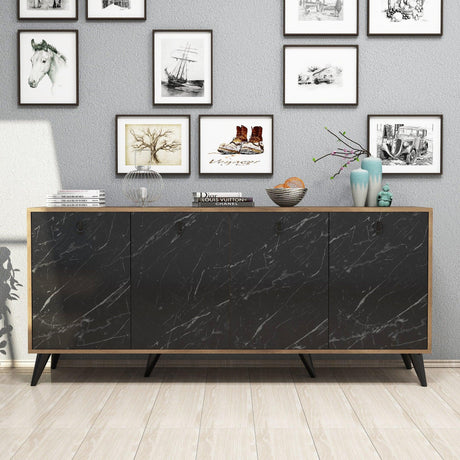 Consolă Elite Console, Alb - Negru, 180x80x45 cm