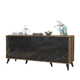 Consolă Elite Console, Alb - Negru, 180x80x45 cm - Marmură neagră