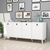 Consolă Elite Console, Alb - Negru, 180x80x45 cm - Alb