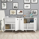 Consolă Elite Console, Alb - Negru, 180x80x45 cm - Alb