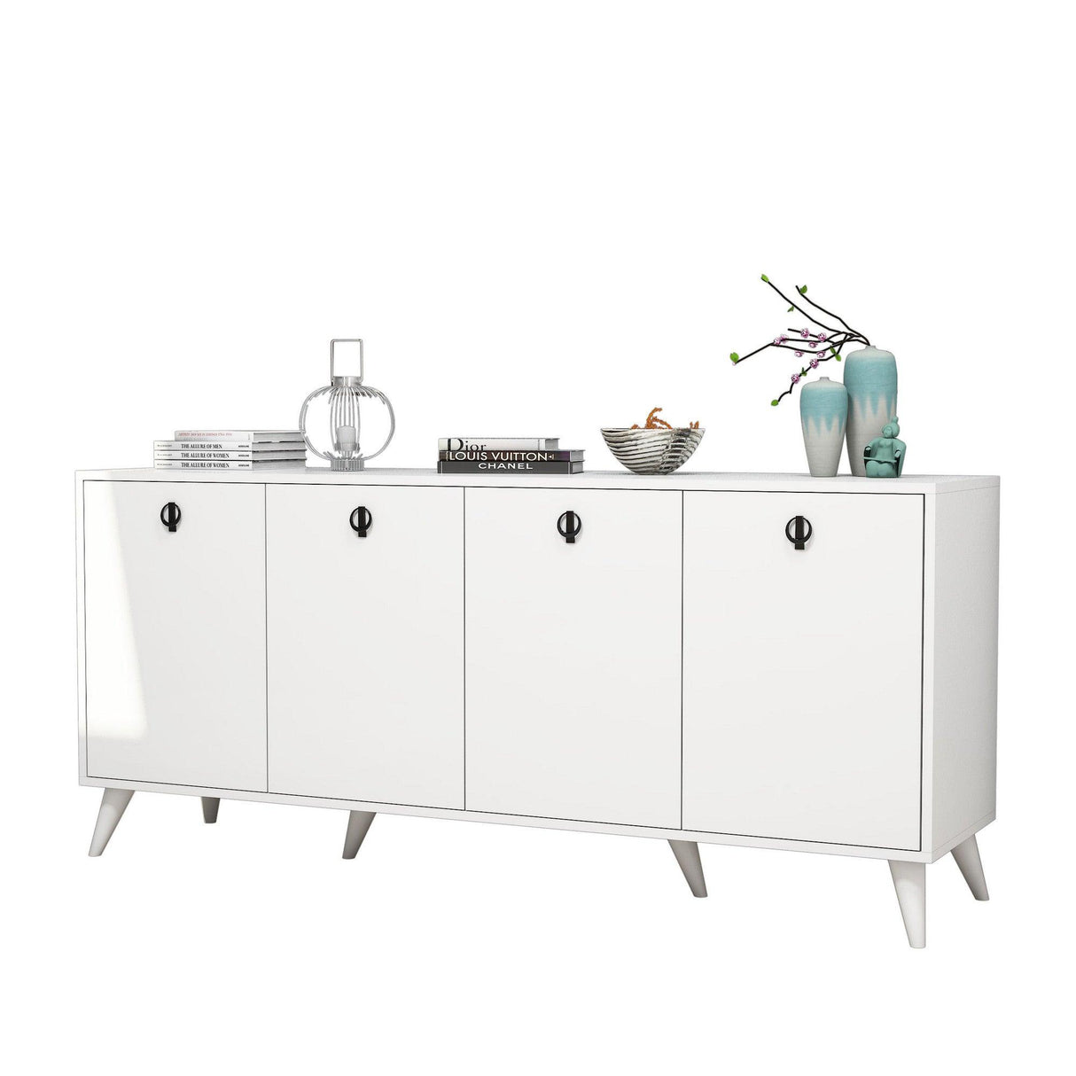 Consolă Elite Console, Alb - Negru, 180x80x45 cm - Alb