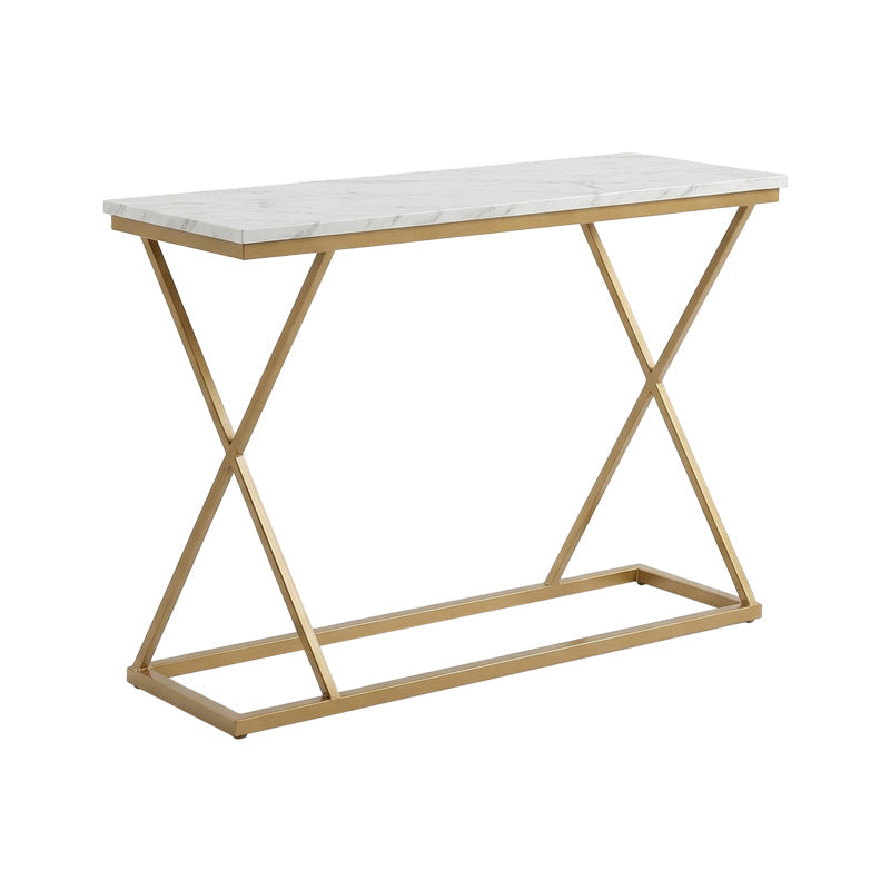 Consola Glimmer, Metal, 100x30x80 cm - Alb-Auriu