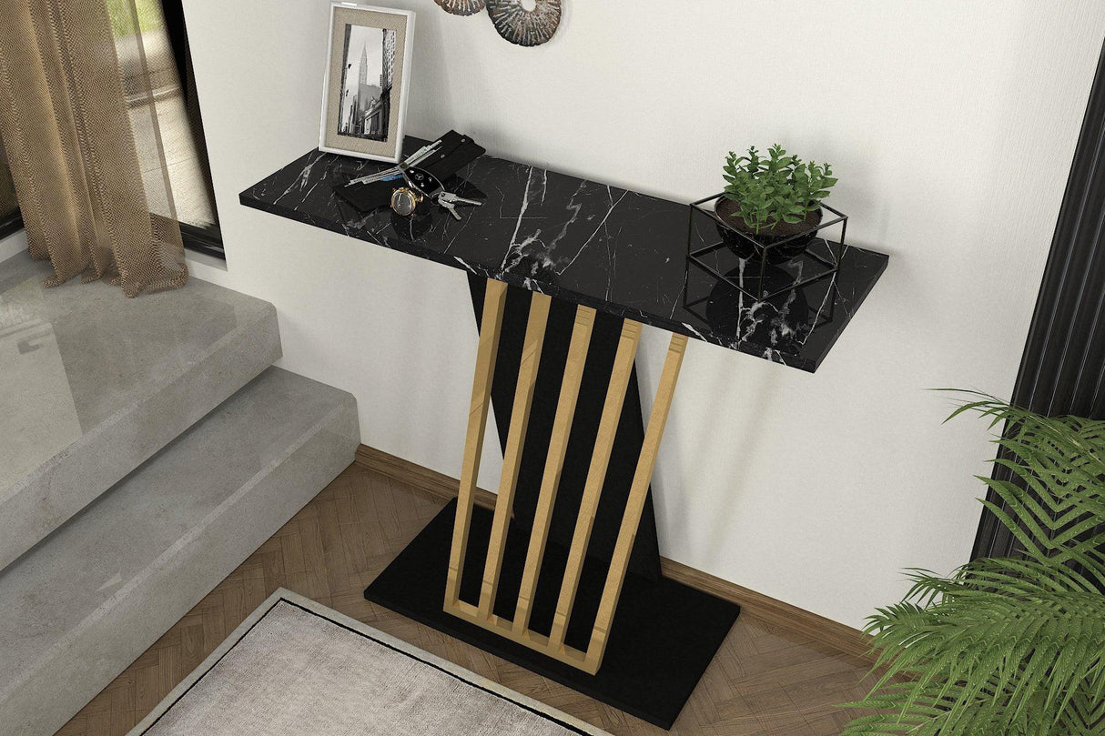 Consola Gravity Negru, Auriu, 90x77x30 cm