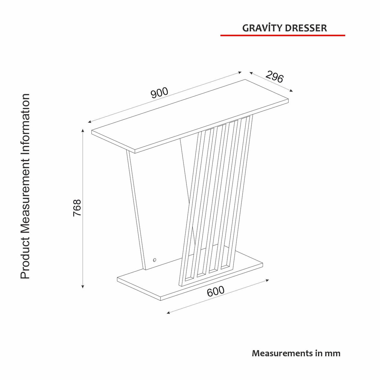 Consola Gravity Negru, Auriu, 90x77x30 cm