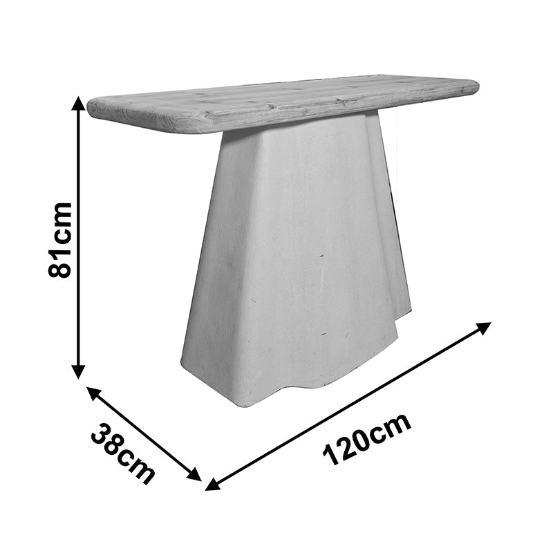 Consola Loberta, Lemn de brad, Natural, 120x38x81 cm