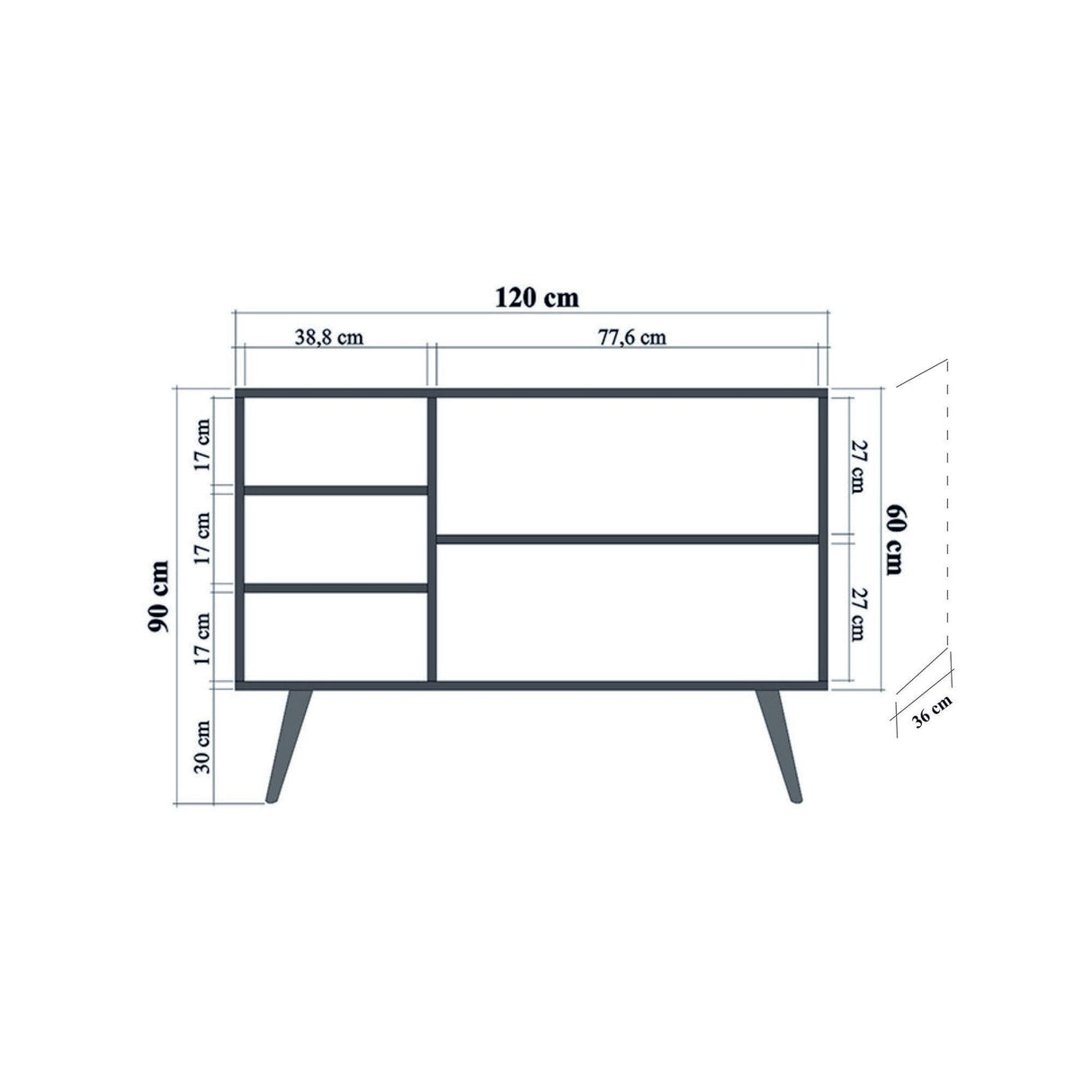 Consolă Mega -  Console 5, Stejar Sonoma, 120x36x90 cm