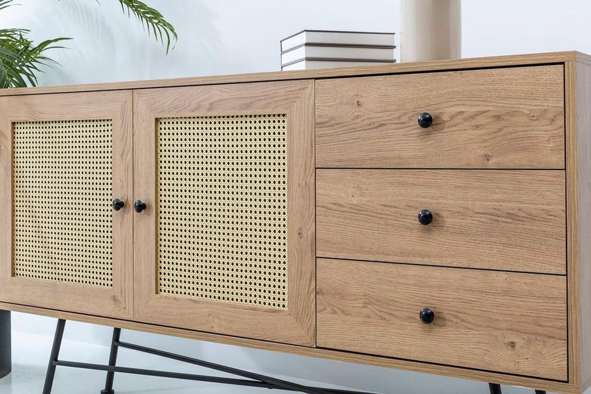 Consola Nala 160 Howard, negru - natural, 160x40 cm - Natural