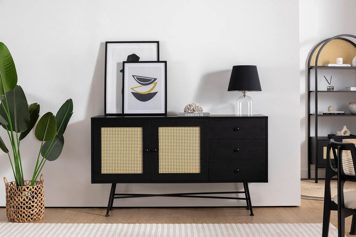Consola Nala 160 Howard, negru - natural, 160x40 cm - Negru