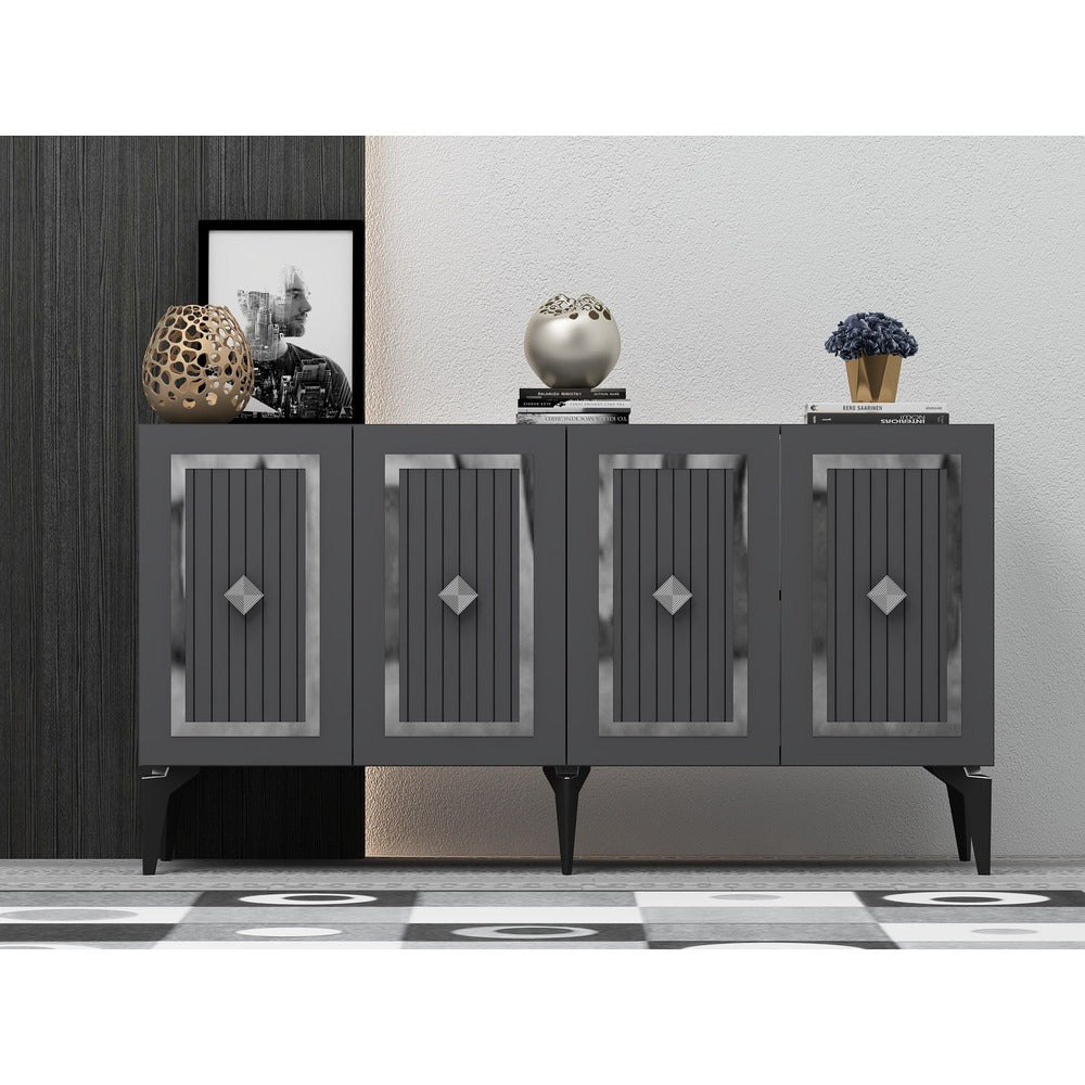 Consola Nora Olivia, alb - argintiu - antracit - argintiu, 150x40 cm - Consola Nora Olivia, alb - argintiu - antracit - argintiu, 150x40 cm - 475OLV1755