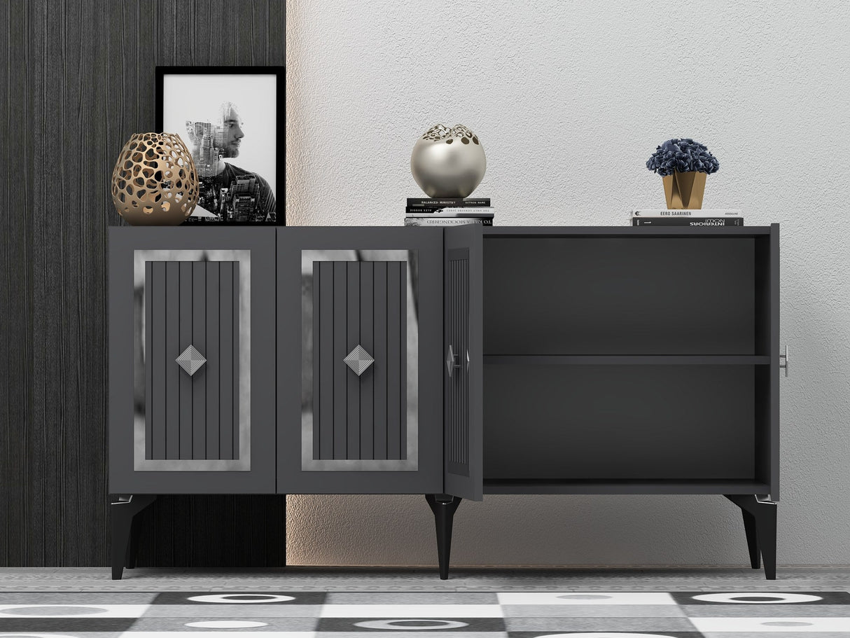 Consola Nora Olivia, alb - argintiu - antracit - argintiu, 150x40 cm - Anthracite Silver