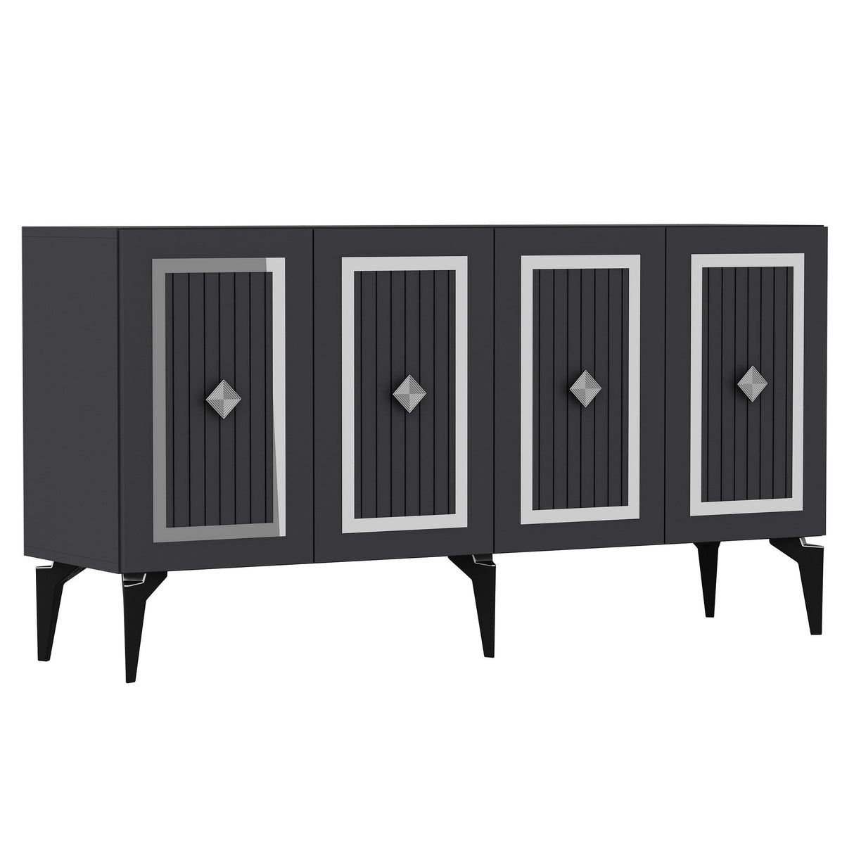Consola Nora Olivia, alb - argintiu - antracit - argintiu, 150x40 cm - Anthracite Silver