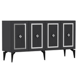 Consola Nora Olivia, alb - argintiu - antracit - argintiu, 150x40 cm - Anthracite Silver