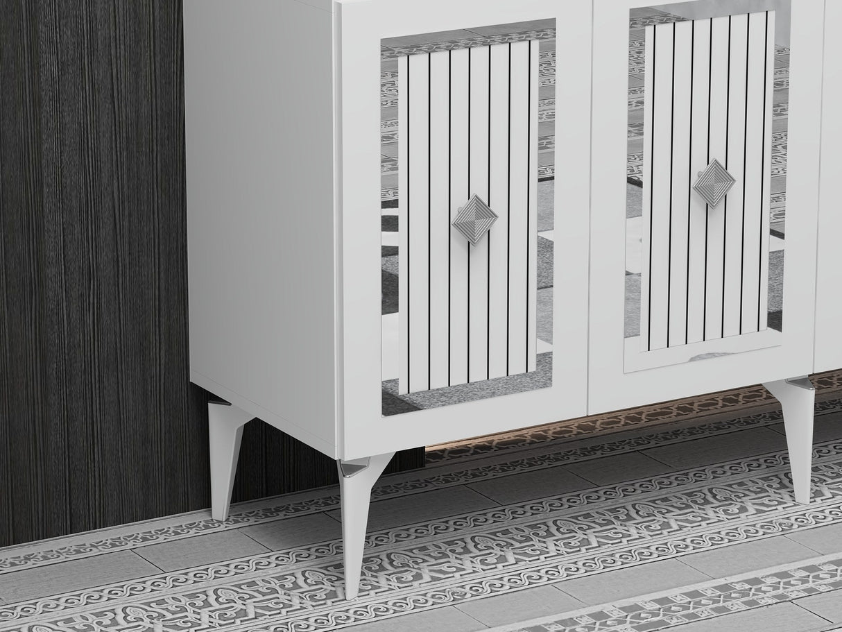 Consola Nora Olivia, alb - argintiu - antracit - argintiu, 150x40 cm - White Silver